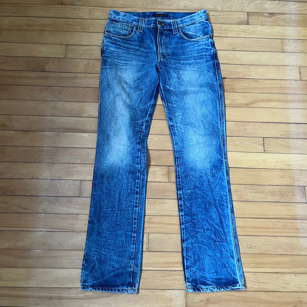 Nudie Jeans Co Slim Jim Light Worn In Blue Straight Slim Jeans Mens 32x34 NJ2996
